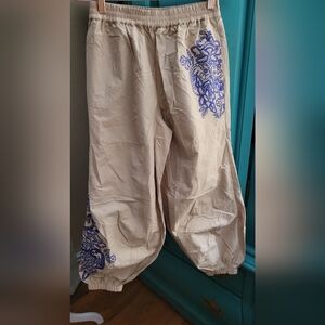 FP Movement by Free People Beige Joggers with Blue Accents